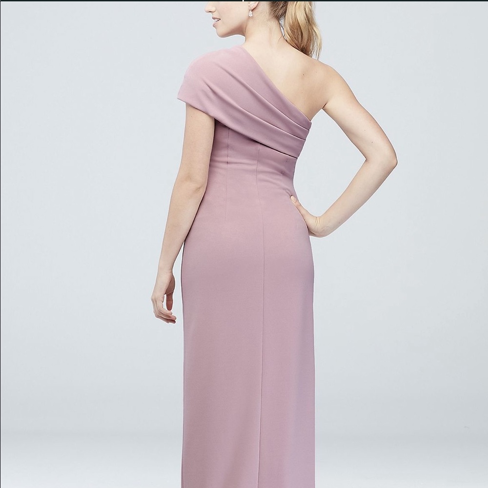 David's Bridal Mauve One-Shoulder Wedding Dress